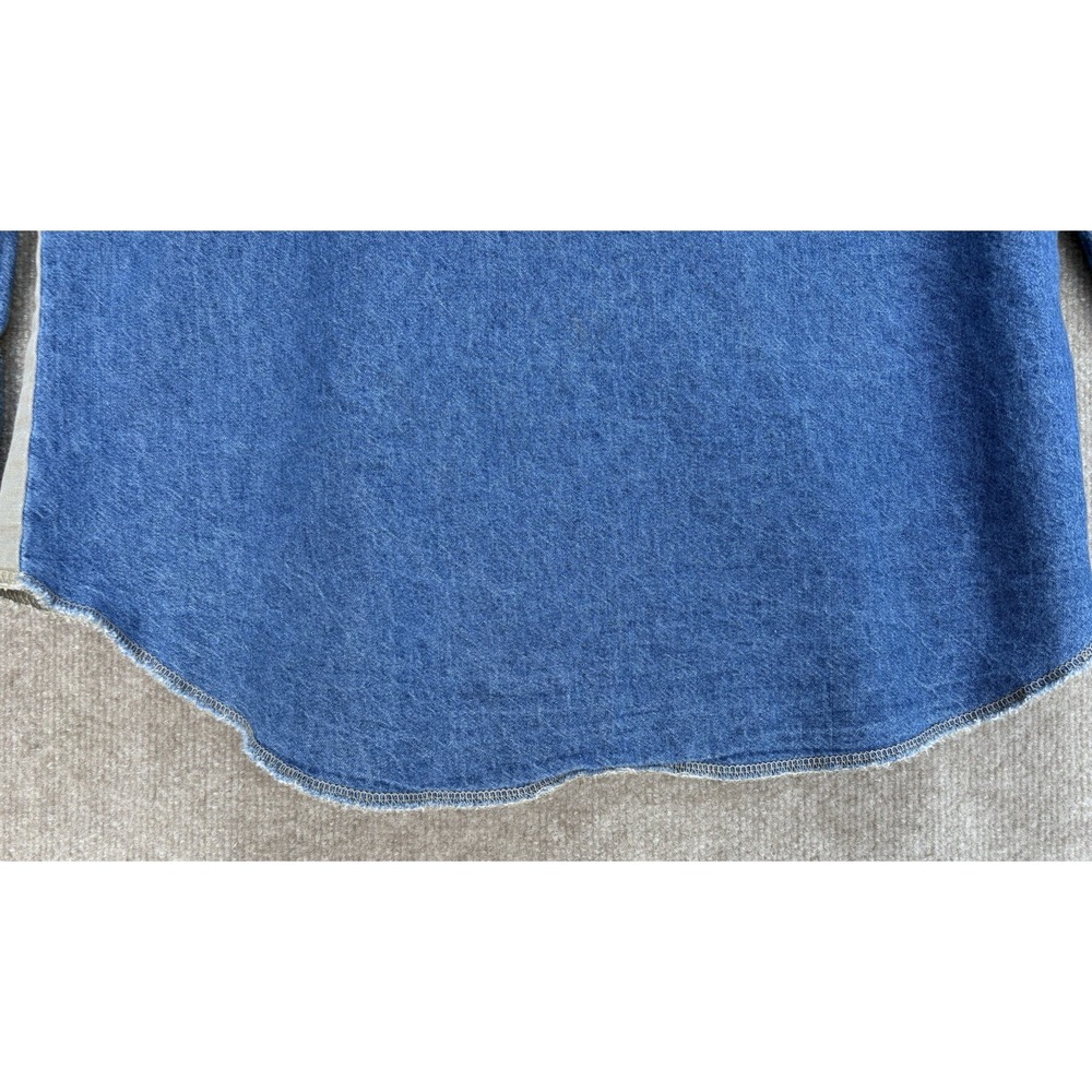 Wrangler Button Down Regular Fit Long Sleeve XL Tails Workwear Blue Brown Shirt - Picture 13 of 13